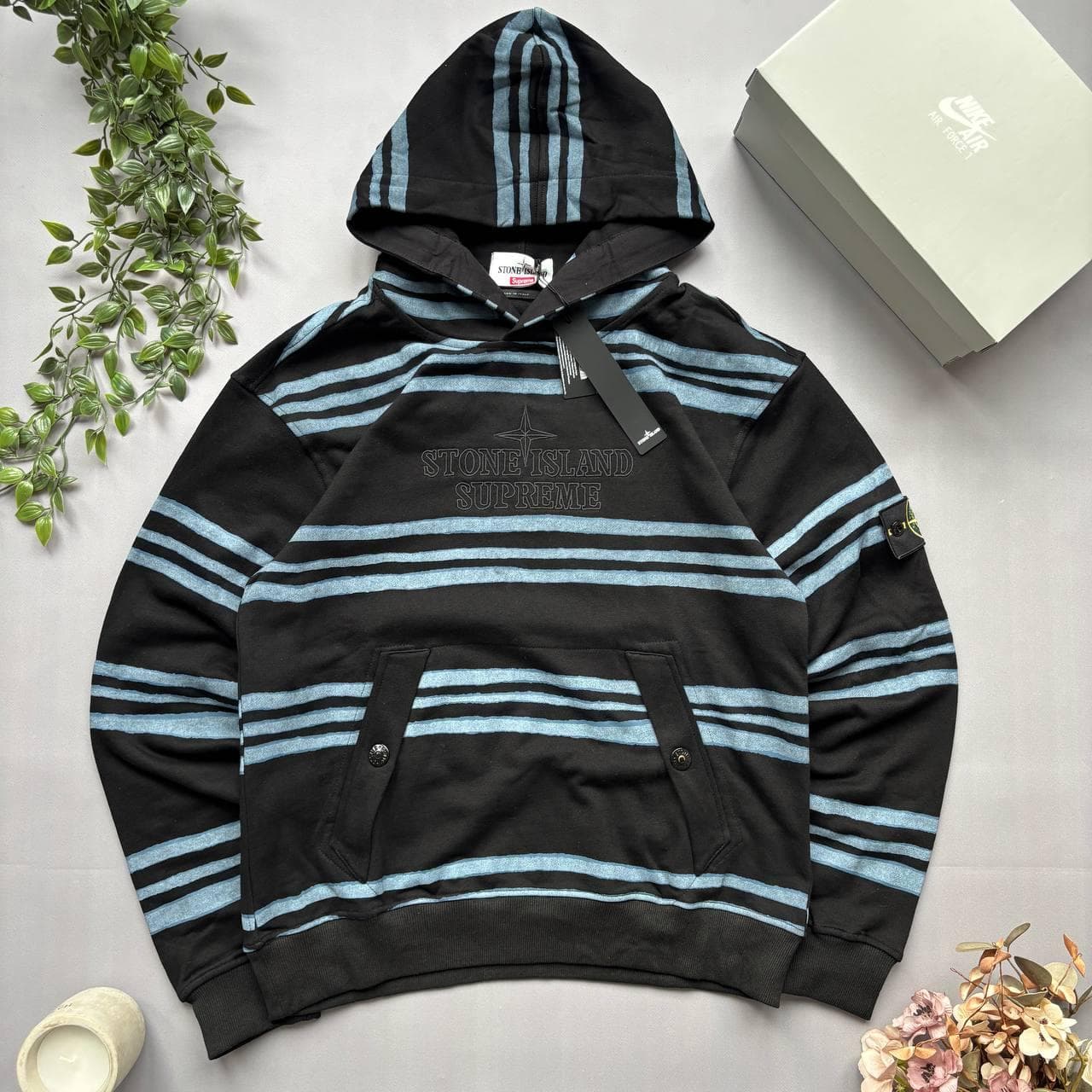 Stone Island x Supreme Hoodie Чорне