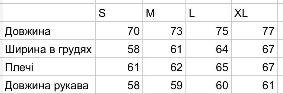 Size chart