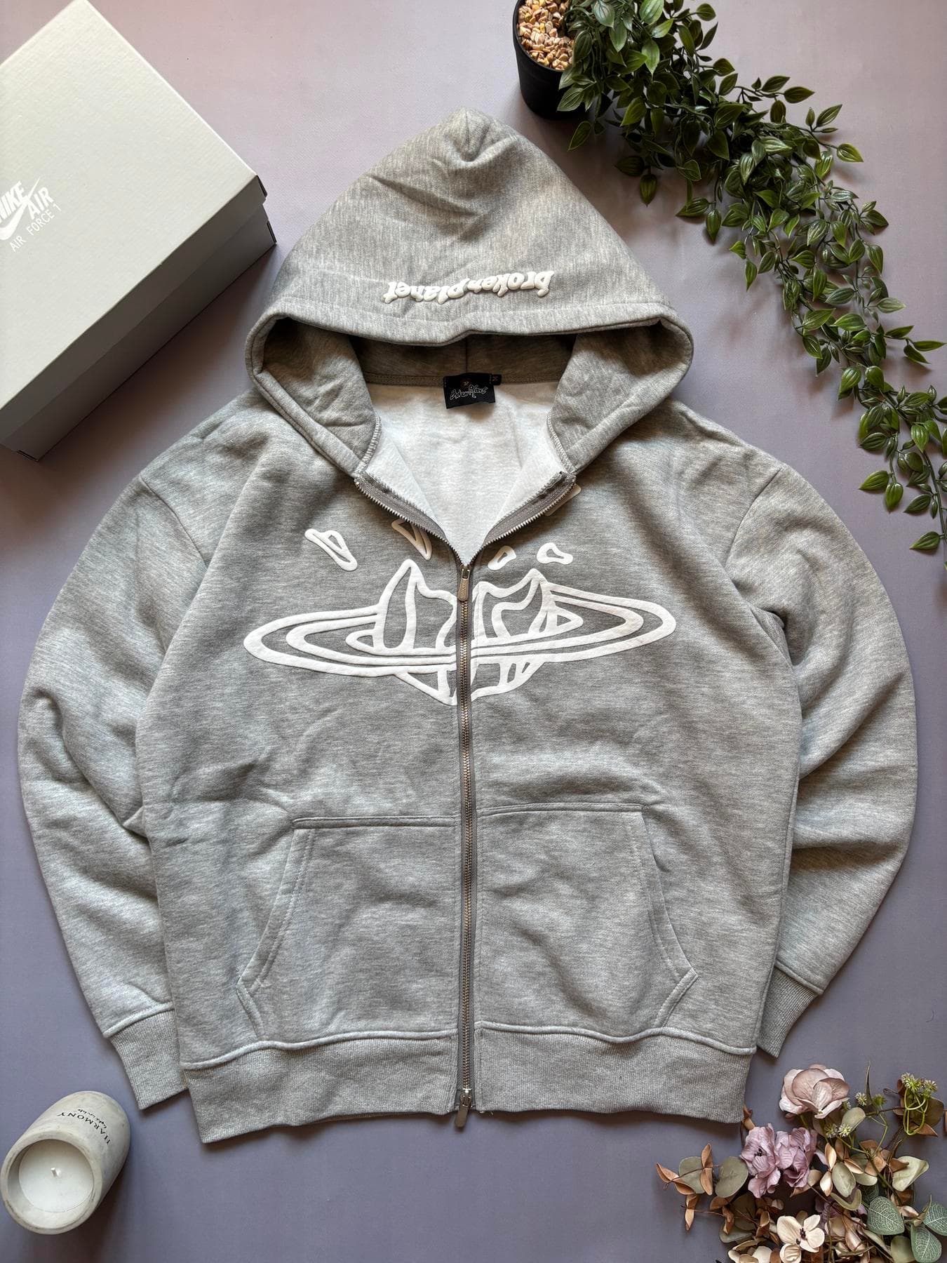 Broken Planet Zip hoodie Grey