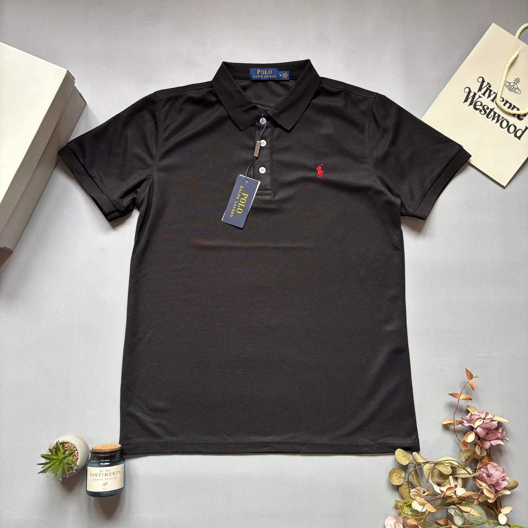 Polo T-shirt with комірцем Black (Red логотип)