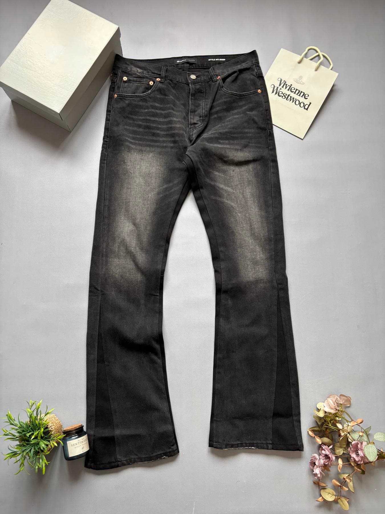 Purple Brand Flared Jeans Black вставки
