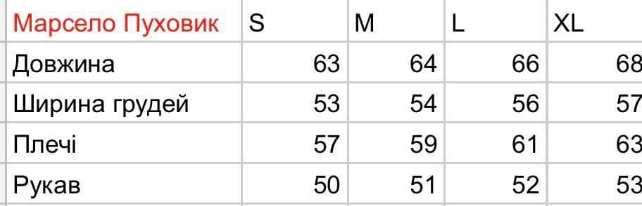Size chart