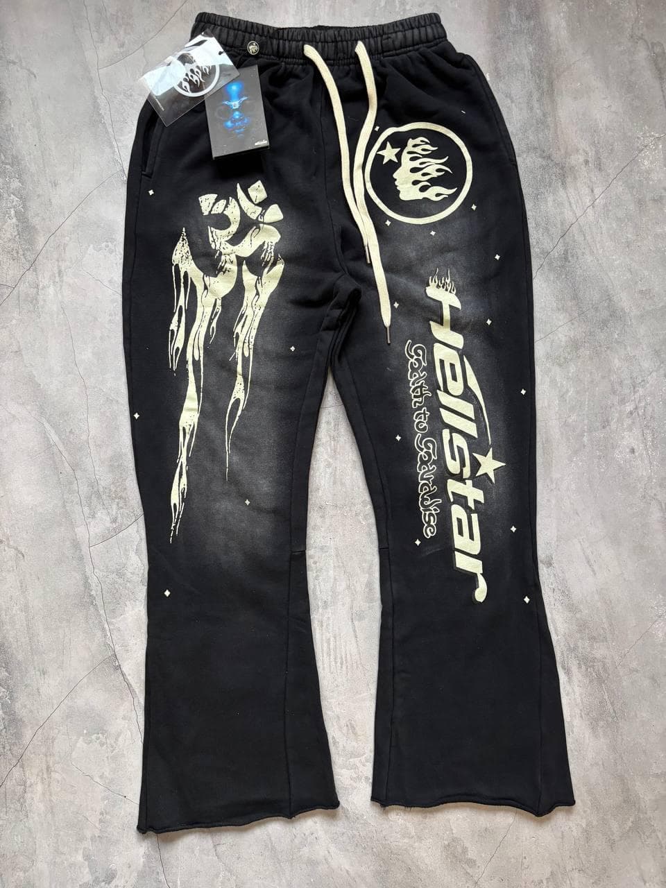 Hellstar Flared Pants Black Distressed