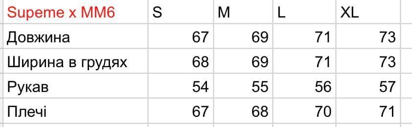 Size chart