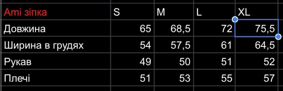Size chart